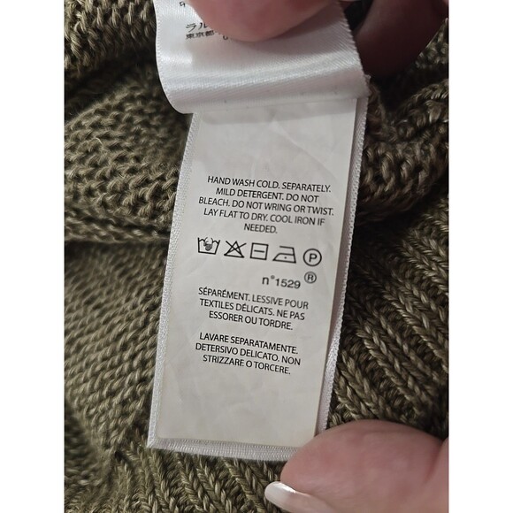 Vtg Polo Ralph Lauren Linen Olive Green Lace Up Sweater Womens Med Fairy Grunge - Picture 7 of 8